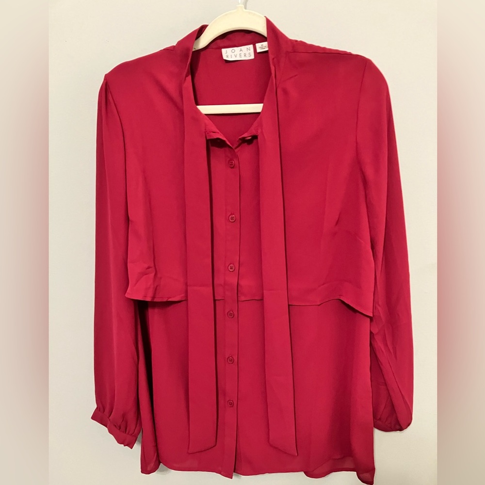 Joan Rivers Magenta Tiered Tunic with Neck Sash Size M